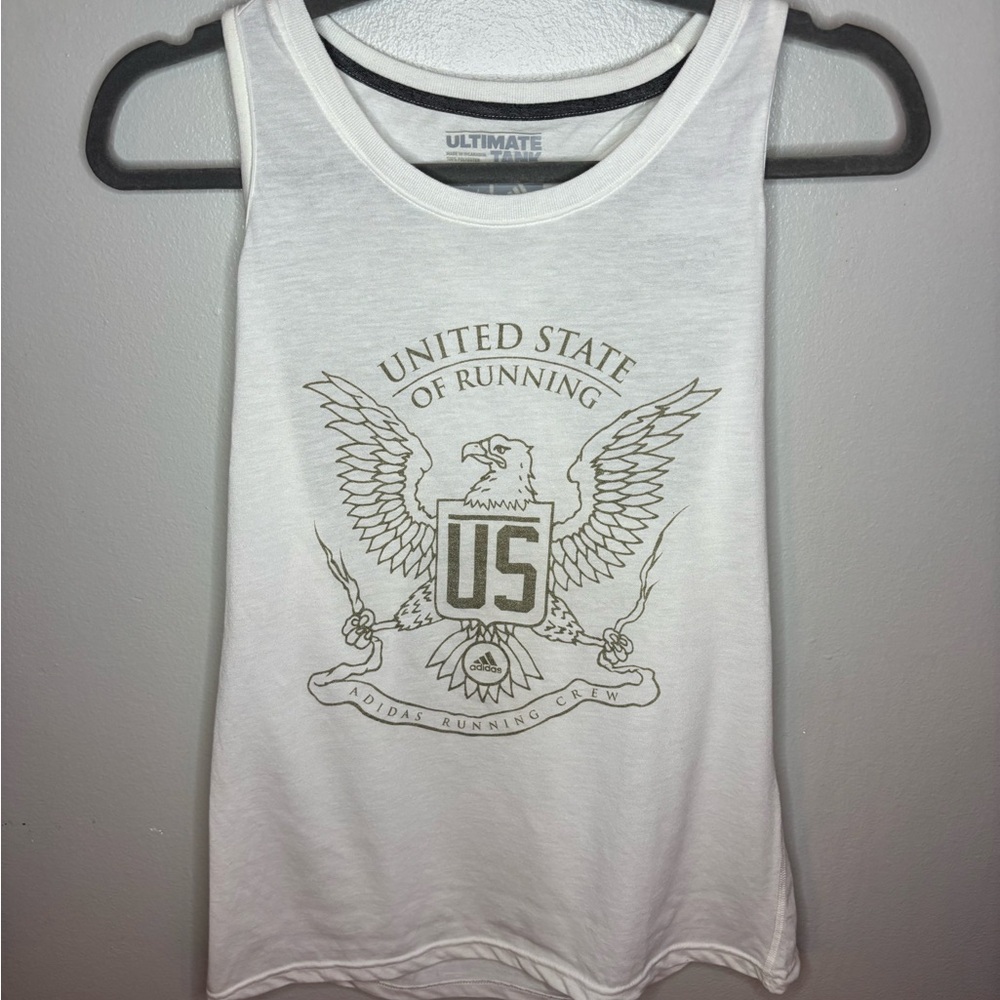 Adidas White Graphic Tank Top